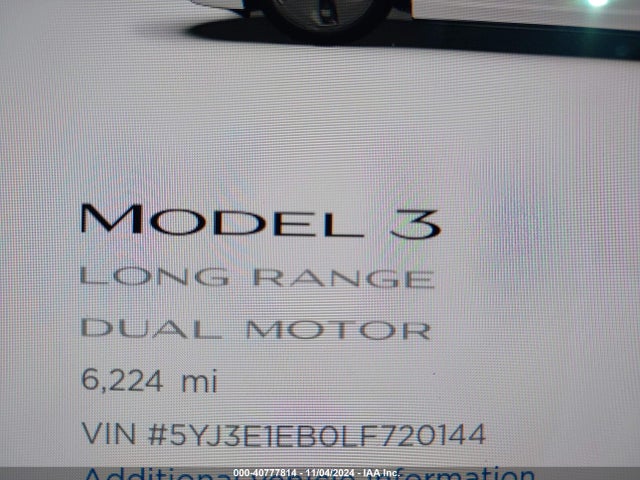 2020 TESLA MODEL 3 5YJ3E1EB0LF720144 Photo 6