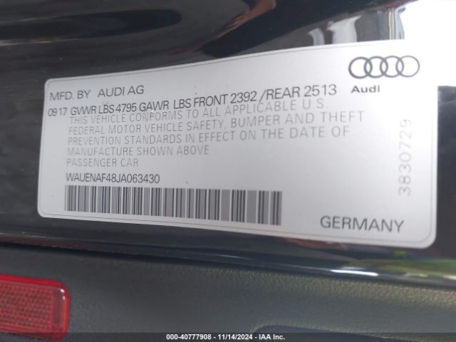 WAUENAF48JA063430 Audi A4 2.0t Premium/2.0t Tech Premium