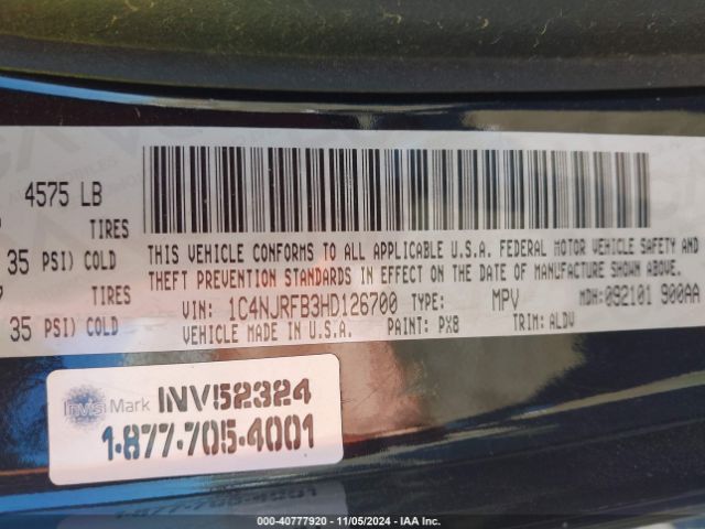 1C4NJRFB3HD126700 Jeep Patriot High Altitude 4x4