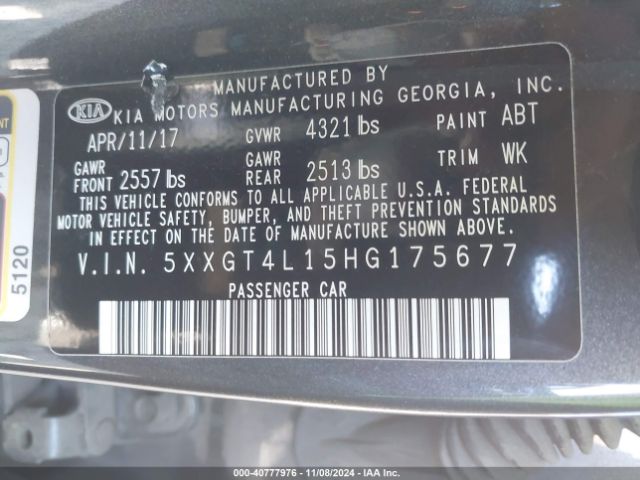 5XXGT4L15HG175677 KIA Optima Lx Turbo