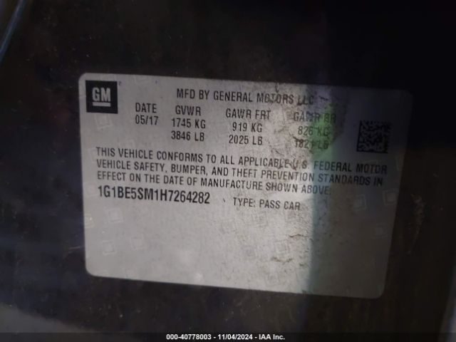 1G1BE5SM1H7264282 Chevrolet Cruze Lt Auto