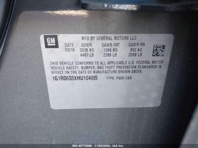 1G1RD6S5XHU104905 Chevrolet Volt Premier