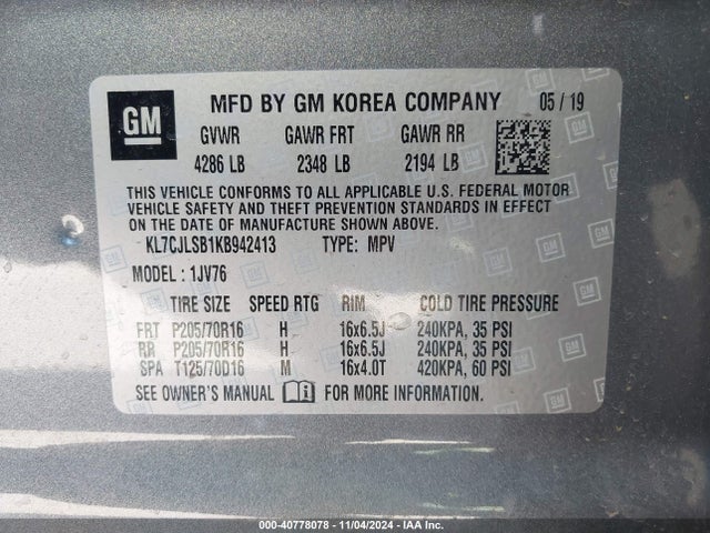 Chevrolet Trax Lt 2019 KL7CJLSB1KB942413 Image 9