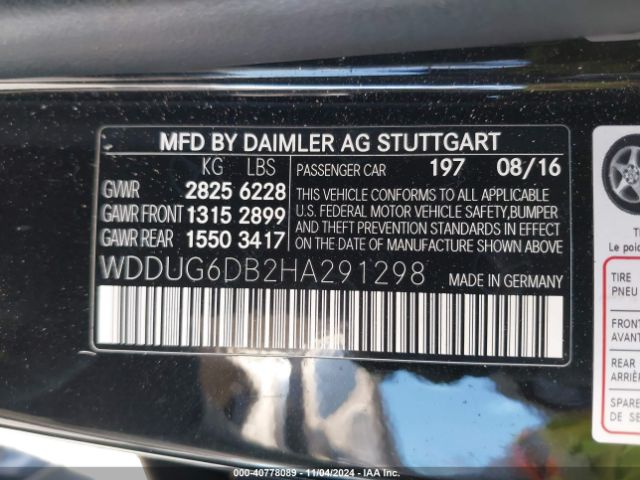 WDDUG6DB2HA291298 Mercedes-Benz S 550e Plug-in Hybrid