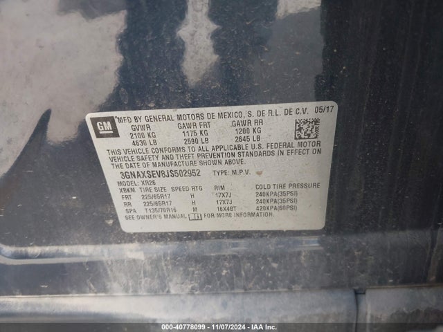 Chevrolet EQUINOX LT 2018 3GNAXSEV8JS502952 Image 9