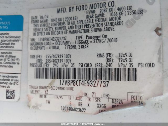 1ZVBP8CF4E5327737 Ford MUSTANG GT