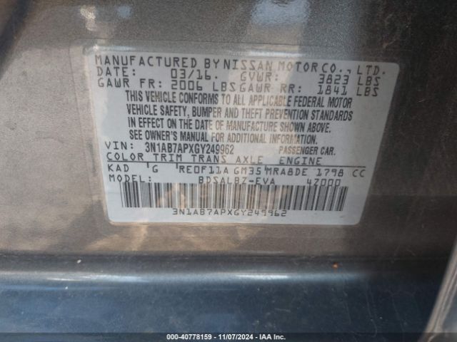 3N1AB7APXGY249962 Nissan SENTRA S