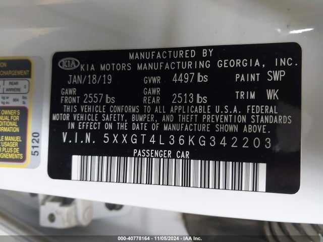 KIA Optima Lx 2019 5XXGT4L36KG342203 Image 9