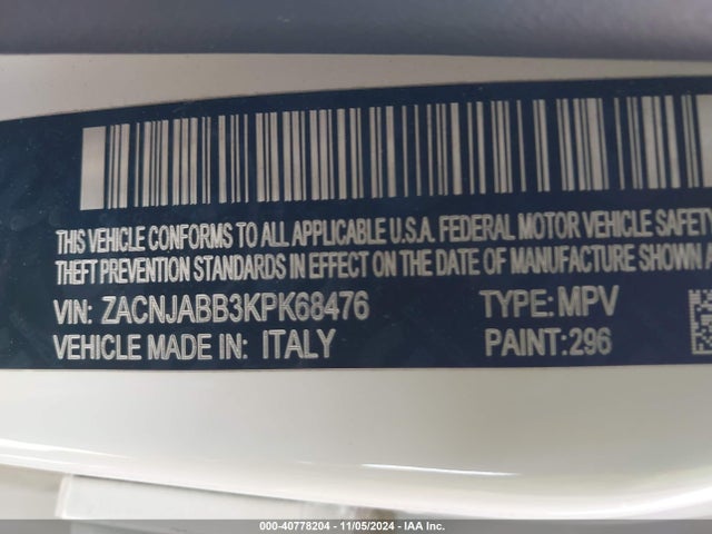 ZACNJABB3KPK68476 Jeep Renegade Altitude Fwd