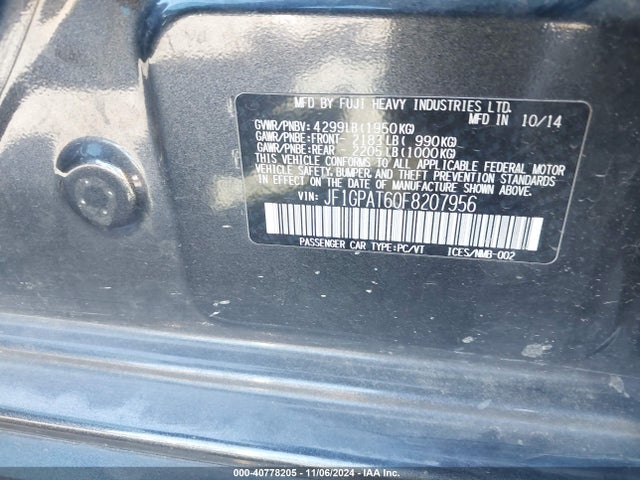 JF1GPAT60F8207956 Subaru Impreza 2.0i Sport Premium