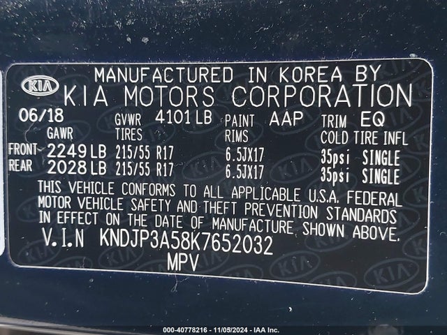 KIA SOUL + 2019 KNDJP3A58K7652032 Image 9
