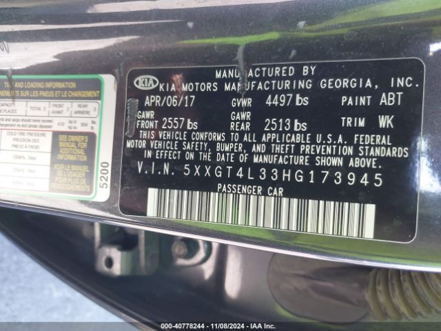 5XXGT4L33HG173945 KIA Optima Lx