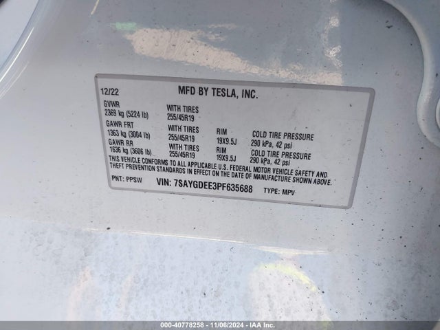 2023 TESLA MODEL Y 7SAYGDEE3PF635688 Photo 8