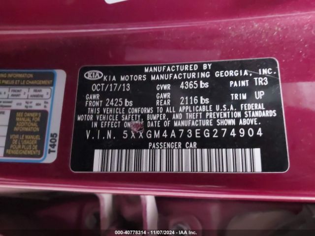 5XXGM4A73EG274904 KIA Optima Lx