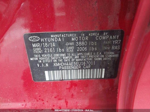 Hyundai ELANTRA SE 2014 KMHDH4AE5EU167011 Image 9