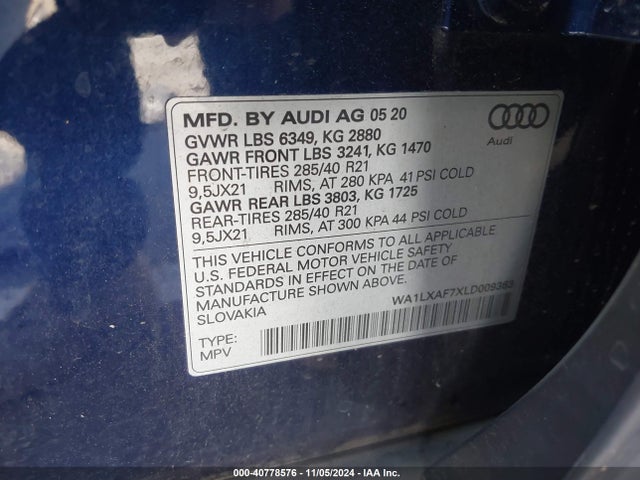 WA1LXAF7XLD009363 Audi Q7 Premium Plus 55 Tfsi Quattro Tiptronic