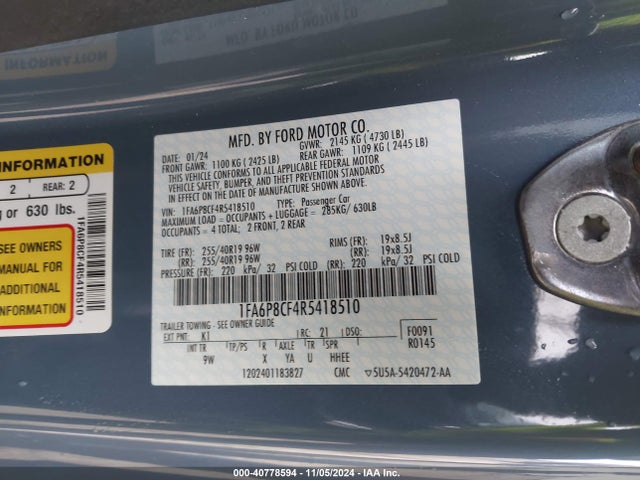 1FA6P8CF4R5418510 Ford Mustang Gt Premium