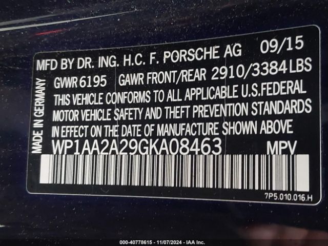 2016 PORSCHE CAYENNE WP1AA2A29GKA08463 Photo 8