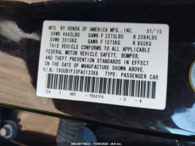 19UUB1F30FA013368 Acura TLX