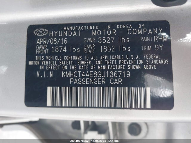 Hyundai ACCENT SE 2016 KMHCT4AE8GU136719 Image 9