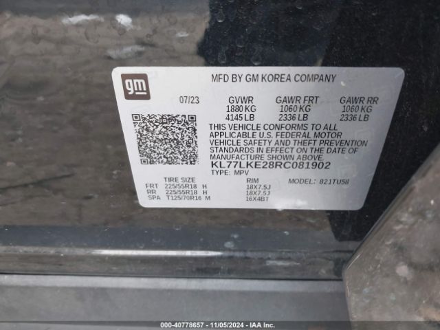 KL77LKE28RC081902 Chevrolet Trax Fwd Activ
