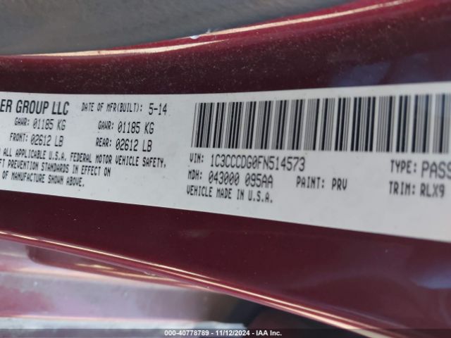 1C3CCCDG0FN514573 Chrysler 200 S
