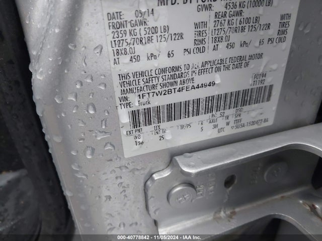 1FT7W2BT4FEA44949 Ford F-250 Xlt