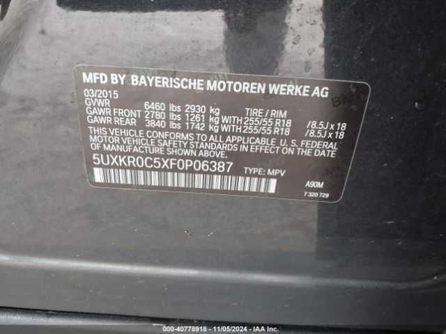 5UXKR0C5XF0P06387 BMW X5 Xdrive35i