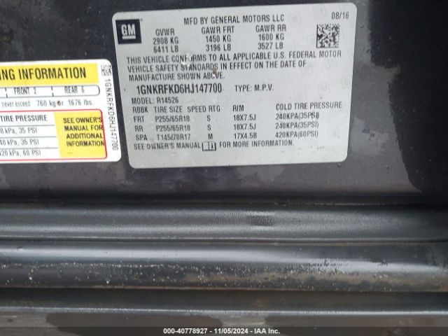 1GNKRFKD6HJ147700 Chevrolet Traverse Ls