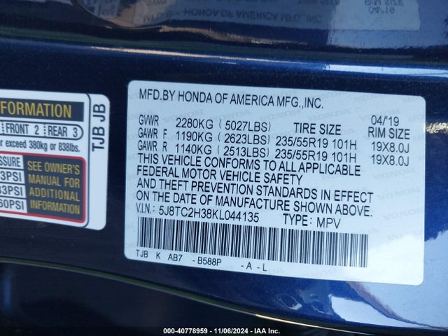 5J8TC2H38KL044135 Acura Rdx Standard