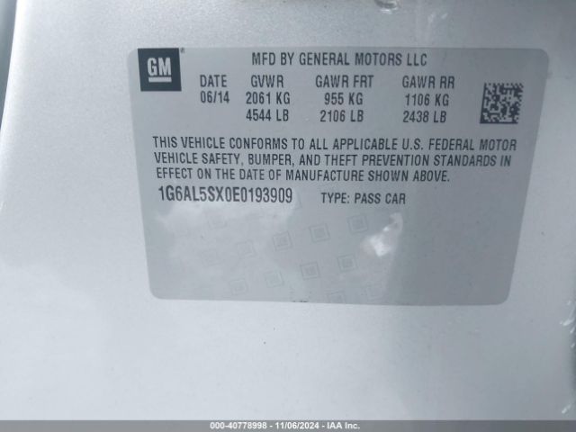 1G6AL5SX0E0193909 Cadillac Ats Premium