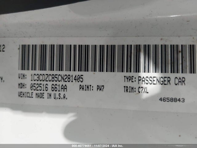Aukcja sprzedaży 2012 Dodge Avenger Sxt, vin: 1C3CDZCB5CN281405, numer aukcji: 40779051