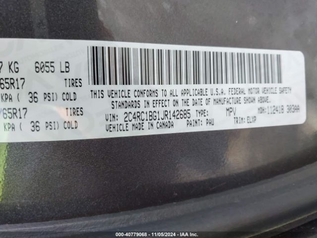 2018 CHRYSLER PACIFICA 2C4RC1BG1JR142685 Photo 8