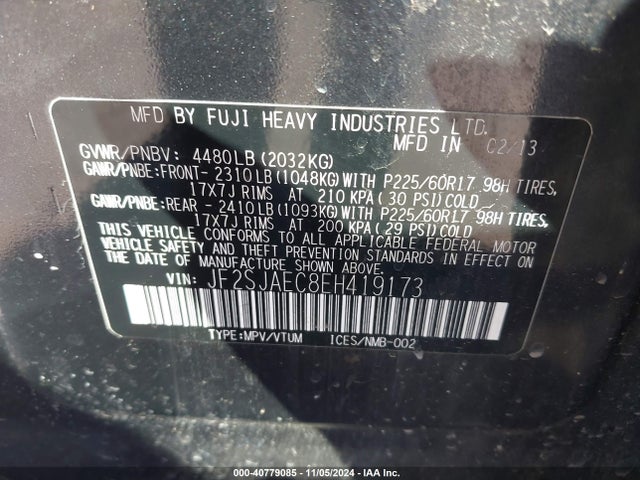 Subaru Forester 2.5i Premium 2014 JF2SJAEC8EH419173 Image 9