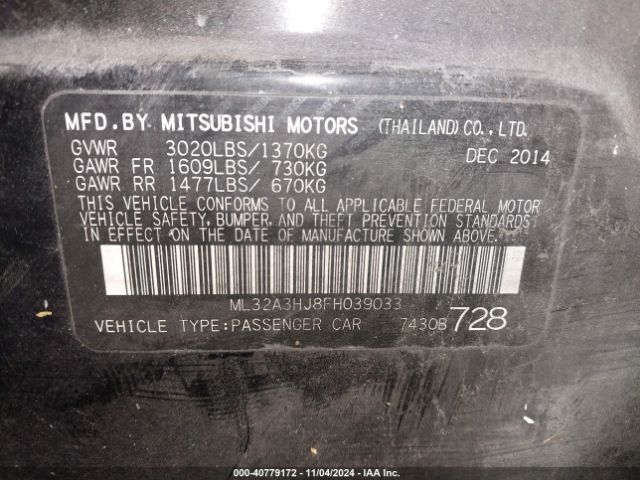 ML32A3HJ8FH039033 Mitsubishi Mirage De/rf