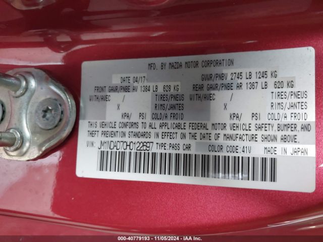 JM1NDAD70H0122697 Mazda Mx-5 Miata Grand Touring