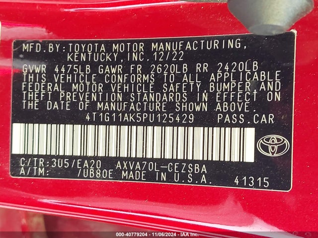 Toyota CAMRY SE 2023 4T1G11AK5PU125429 Image 9