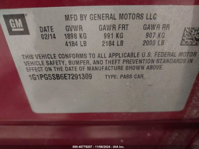 1G1PG5SB6E7291309 Chevrolet CRUZE LTZ
