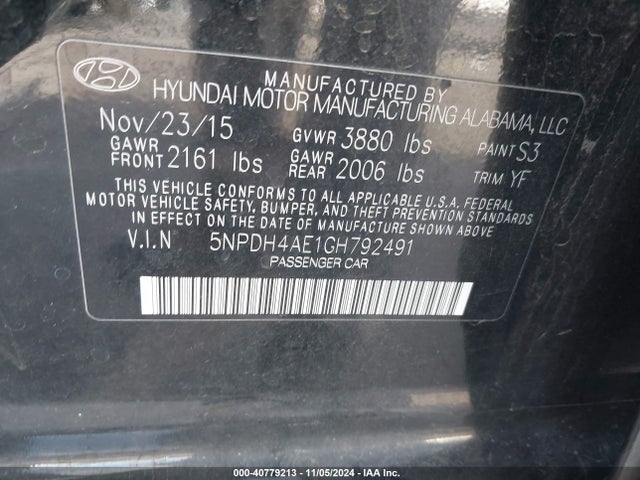Hyundai Elantra Value Edition 2016 5NPDH4AE1GH792491 Image 9