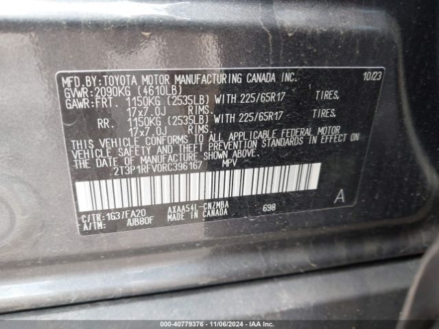 2T3P1RFV0RC396167 Toyota Rav4 Xle