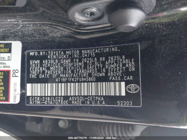 4T1BF1FK2FU945860 Toyota CAMRY XSE