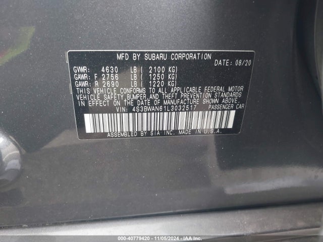 4S3BWAN61L3032517 Subaru Legacy Limited