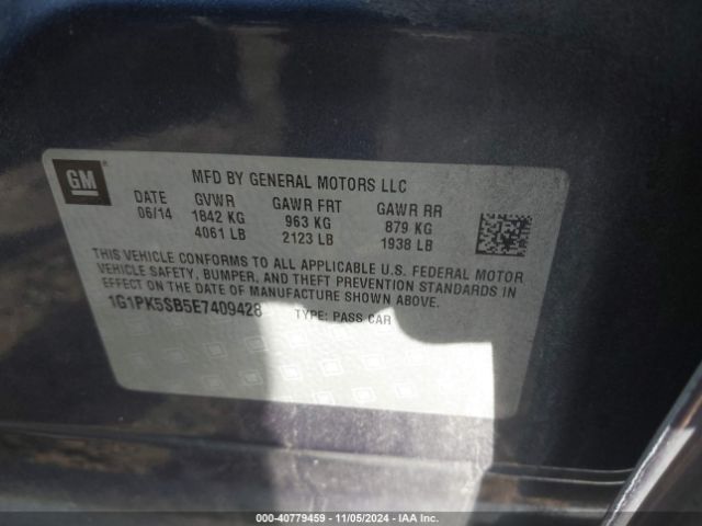 1G1PK5SB5E7409428 Chevrolet CRUZE LT