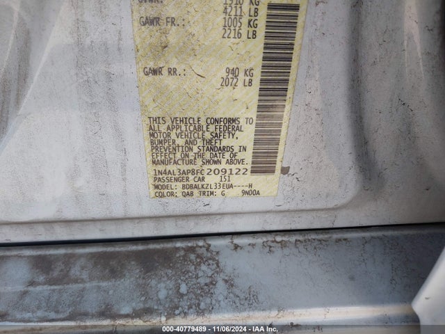 Nissan Altima 2.5 Sv 2015 1N4AL3AP8FC209122 Image 9
