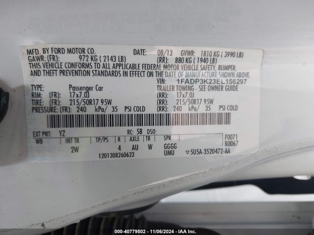 Ford FOCUS SE 2014 1FADP3K23EL156297 Image 9