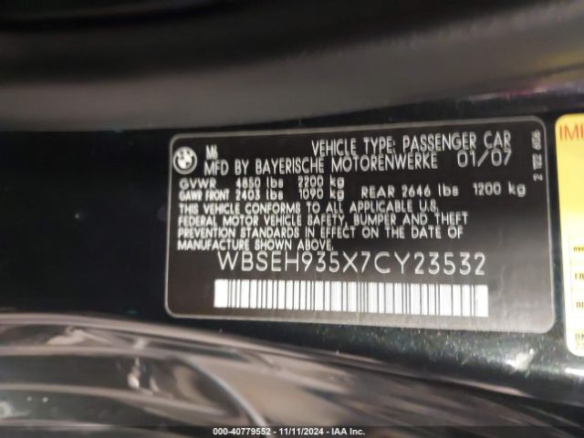 2007 BMW M6 WBSEH935X7CY23532 Photo 8
