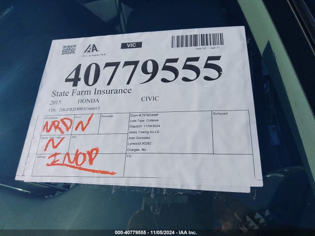 Honda CIVIC EX 2015 2HGFB2F89FH566015 Image 16