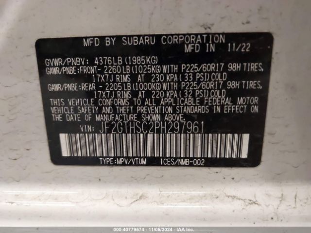 JF2GTHSC2PH297961 Subaru Crosstrek Sport