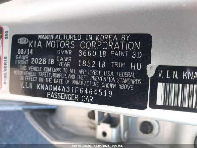 KNADM4A31F6464519 KIA RIO LX