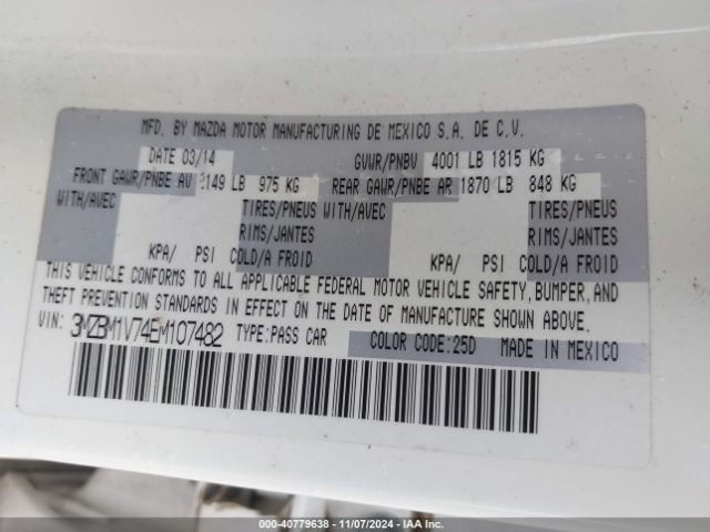 3MZBM1V74EM107482 Mazda Mazda3 I Touring
